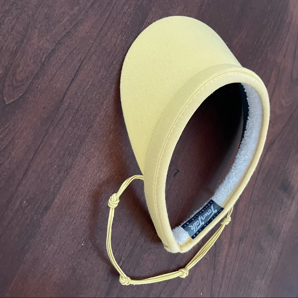 Vintage Wilmington Country Club Visor Yellow Fabric 80s Terrycloth Preppy Golf - Picture 7 of 13
